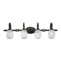 Elegante 4 Light Bath Bar Shown In Dark Granite Finish With 5 Black Fusion Glass