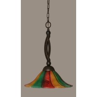 Bow Pendant Shown In Dark Granite Finish With 14 Mardi Gras Glass