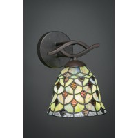 Revo Wall Sconce Shown In Dark Granite Finish With 7 Crescent Art Glass