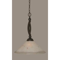 Bow Pendant Shown In Dark Granite Finish With 16 Frosted Crystal Glass