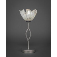 Revo Mini Table Lamp Shown In Aged Silver Finish With 7