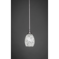 Stem Mini Pendant With Hang Straight Swivel Shown In Brushed Nickel Finish With 5 Black Fusion Glass