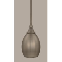 Stem Mini Pendant With Hang Straight Swivel Shown In Brushed Nickel Finish With 5 Brushed Nickel Oval Metal Shade