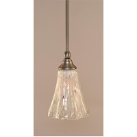 Stem Mini Pendant With Hang Straight Swivel Shown In Brushed Nickel Finish With 5.5 Fluted Frosted Crystal Glass