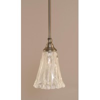 Stem Mini Pendant With Hang Straight Swivel Shown In Brushed Nickel Finish With 5.5 Fluted Italian Ice Glass