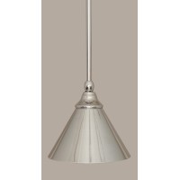 Stem Mini Pendant With Hang Straight Swivel Shown In Chrome Finish With 7 Chrome Cone Metal Shade