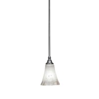 Stem Mini Pendant With Hang Straight Swivel Shown In Chrome Finish With 5.5 Fluted Frosted Crystal Glass