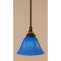 Stem Mini Pendant With Hang Straight Swivel Shown In Dark Granite Finish With 7 Blue Italian Glass