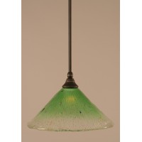 Stem Mini Pendant With Hang Straight Swivel Shown In Dark Granite Finish With 12 Kiwi Green Crystal Glass