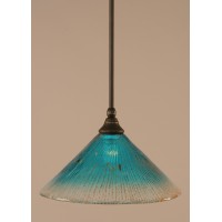 Stem Mini Pendant With Hang Straight Swivel Shown In Dark Granite Finish With 12 Teal Crystal Glass