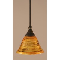 Stem Mini Pendant With Hang Straight Swivel Shown In Dark Granite Finish With 7 Firre Saturn Glass