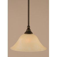 Stem Mini Pendant With Hang Straight Swivel Shown In Dark Granite Finish With 10 Amber Marble Glass