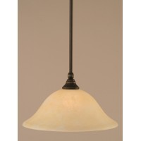 Stem Mini Pendant With Hang Straight Swivel Shown In Dark Granite Finish With 12 Amber Marble Glass