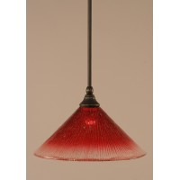 Stem Mini Pendant With Hang Straight Swivel Shown In Dark Granite Finish With 12 Raspberry Crystal Glass