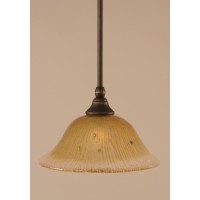 Stem Mini Pendant With Hang Straight Swivel Shown In Dark Granite Finish With 10 Amber Crystal Glass