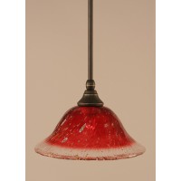 Stem Mini Pendant With Hang Straight Swivel Shown In Dark Granite Finish With 10 Raspberry Crystal Glass