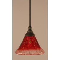 Stem Mini Pendant With Hang Straight Swivel Shown In Dark Granite Finish With 7 Raspberry Crystal Glass