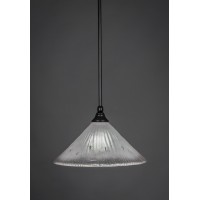 Stem Mini Pendant With Hang Straight Swivel Shown In Matte Black Finish With 12 Frosted Crystal Glass