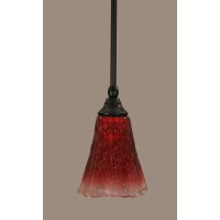 Stem Mini Pendant With Hang Straight Swivel Shown In Matte Black Finish With 5.5 Raspberry Crystal Glass