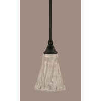 Stem Mini Pendant With Hang Straight Swivel Shown In Matte Black Finish With 5.5 Italian Ice Glass