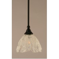 Stem Mini Pendant With Hang Straight Swivel Shown In Matte Black Finish With 7 Italian Ice Glass