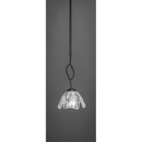 Revo 1 Light Mini Pendant Shown In Dark Granite Finish With 5.5 Fluted Italian Ice Glass