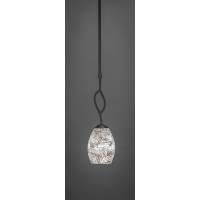 Revo 1 Light Mini Pendant Shown In Dark Granite Finish With 5 Natural Fusion Glass