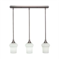 3 Light Linear Pendalier With Hang Straight Swivels Shown In Brushed Nickel Finish With 5.5 Zilo White Linen Glass