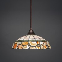 Stem Pendant With Hang Straight Swivel Shown In Bronze Finish With 16 Cobblestone Art Glass