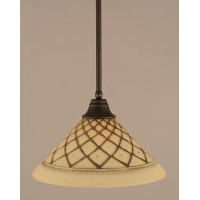 Stem Pendant With Hang Straight Swivel Shown In Dark Granite Finish With 16 Chocolate Icing Glass