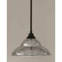 Stem Pendant With Hang Straight Swivel Shown In Matte Black Finish With 16 Matte Black Double Bubble Metal Shade