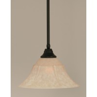 Stem Pendant With Hang Straight Swivel Shown In Matte Black Finish With 14 Italian Marble Glass