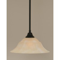 Stem Pendant With Hang Straight Swivel Shown In Matte Black Finish With 16 Amber Marble Glass