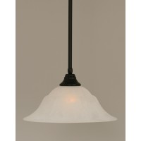 Stem Pendant With Hang Straight Swivel Shown In Matte Black Finish With 16 White Marble Glass