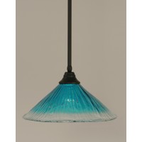 Stem Pendant With Hang Straight Swivel Shown In Matte Black Finish With 16 Teal Crystal Glass