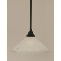 Stem Pendant With Hang Straight Swivel Shown In Matte Black Finish With 16 Frosted Crystal Glass