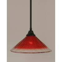 Stem Pendant With Hang Straight Swivel Shown In Matte Black Finish With 16 Raspberry Crystal Glass