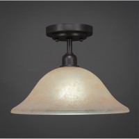 Vintage 1 Bulb Semi-Flush Shown In Dark Granite Finish With 12