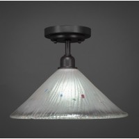 Vintage 1 Bulb Semi-Flush Shown In Dark Granite Finish With 12 Frosted Crystal Glass