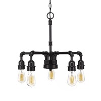 Vintage 5 Light Chandelier Shown In Dark Granite Finish With 60 Watt Amber Antique Bulb