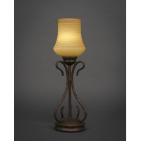 Swan Mini Table Lamp Shown In Bronze Finish With 5.5 Cayenne Linen Glass