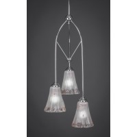 Contempo 3 Light Cluster Pendalier With Hang Straight Swivel Shown In Chrome Finish With 5.5 Fluted Frosted Crystal Glass