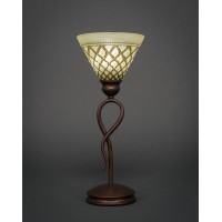 Leaf Mini Table Lamp Shown In Bronze Finish With 7 Chocolate Icing Crystal Glass