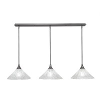 3 Light Linear Pendalier With Hang Straight Swivels Shown In Brushed Nickel Finish With 12 Italian Ice Glass