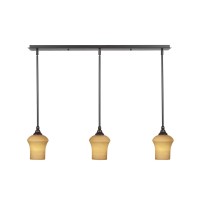 3 Light Linear Pendalier With Hang Straight Swivels Shown In Dark Granite Finish With 5.5 Zilo Cayenne Linen Glass