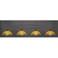 Bow 4 Light Bar Shown In Dark Granite Finish With 16 Amber Dragonfly Art Glass