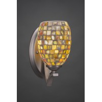 Zilo Wall Sconce Shown In Graphite Finish With 5 Sea Haze Seashell Glass