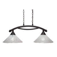 Bow 2 Light Island Light Shown In Dark Granite Finish With 12 Italian Ice Glass