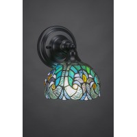 Wall Sconce Shown In Matte Black Finish With 7 Turquoise Cypress Art Glass