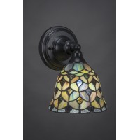 Wall Sconce Shown In Matte Black Finish With 7 Crescent Art Glass